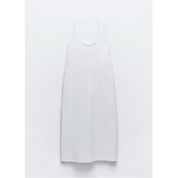 NWT Zara Round Neckline Combination Poplin Midi Tank Dress Sz:M - Picture 6 of 10